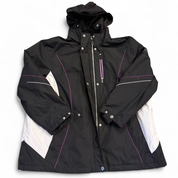 ZEROXPOSUR WATER REPELLENT WINTER BLACK SKI JACKET-COAT WITH HOODIE SIZE 2X - Picture 1 of 6